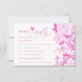 Chique Fuchsia Chinoiserie Vogel Pioen Huwelijks R Kaart (Voorkant)