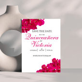Chique Fuchsia & Hot Pink Rozen Quinceañera Save The Date
