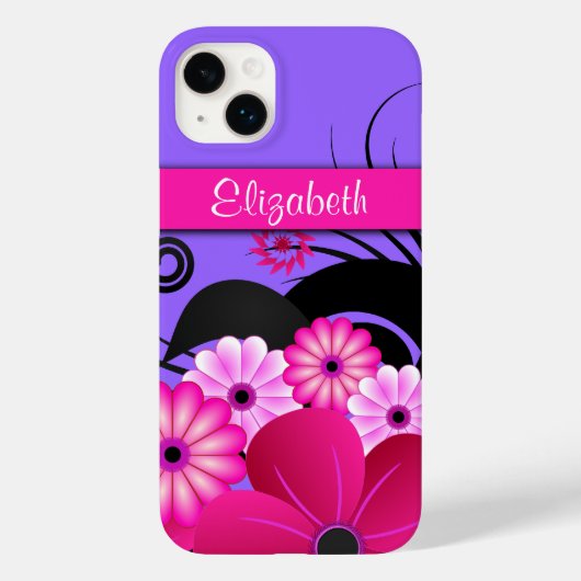 Chique Fuchsia Hot Roze en Paarse Bloemen Hibiscus Case-Mate iPhone Case (Achterkant)