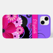 Chique Fuchsia Hot Roze en Paarse Bloemen Hibiscus Case-Mate iPhone Case (Achterkant (horizontaal))