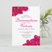 Chique Fuchsia & Hot Roze Rozen Quinceañera Kaart (Staand voorkant)