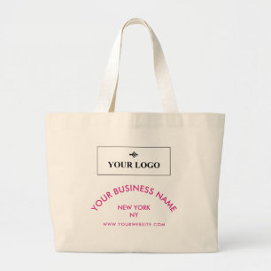 Chique Fuchsia Logo Zakelijke Website Promotie Grote Tote Bag
