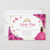Chique Fuchsia Roze Rozen Gouden Quinceanera Antwo