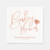 Chique gebeletterd Roos goudfolie blush Baby showe Servet (Voorkant)