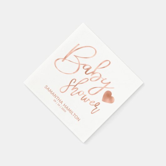 Chique gebeletterd Roos goudfolie blush Baby showe Servet (Hoek)