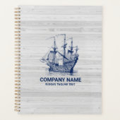 Chique gebleekt hout & marineblauw windzeilboot planner (Voorkant)