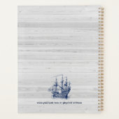 Chique gebleekt hout & marineblauw windzeilboot planner (Achterkant)