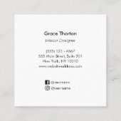 Chique gebleekte hout kustinterieur ontwerper vierkante visitekaartje (Achterkant)