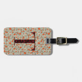 Chique gebloemd monogram met letter T groen rood Bagagelabel (Voorkant horizontaal)