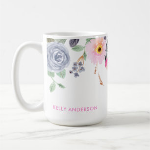 Chique Geborduurd Botanisch Bloemmotief Koffiemok