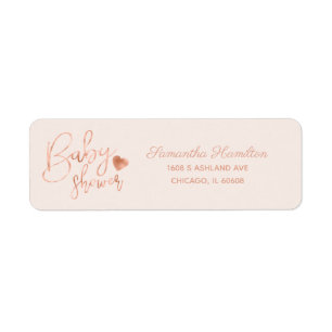 Chique Geborduurde Roze Gouden Folie Blush Baby Sh Etiket