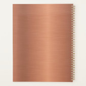 Chique geborsteld koper metaal monogram wit script planner (Achterkant)