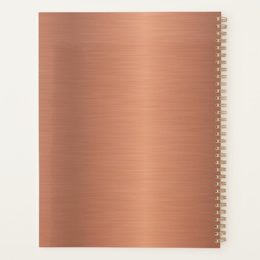 Chique geborsteld koper metaal monogram wit script planner (Achterkant)