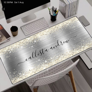 Chique geborsteld metaal zilver goud namaak glitte bureaumat