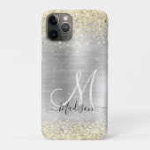 Chique geborsteld metaal zilver goud namaak glitte Case-Mate iPhone case (Achterkant)