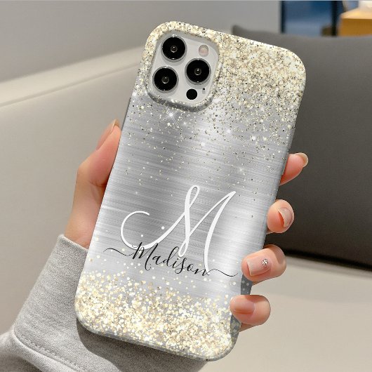 Chique geborsteld metaal zilver goud namaak glitte Case-Mate iPhone case