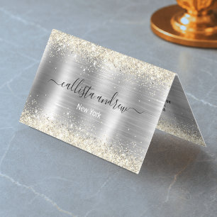 Chique geborsteld metaal zilver goud namaak glitte visitekaartje