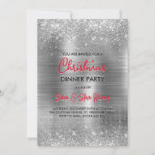 Chique geborsteld metaal zilveren faux glitter Ker Kaart (Voorkant)