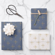 Chique gedempt blauw ivoor & gouden ster