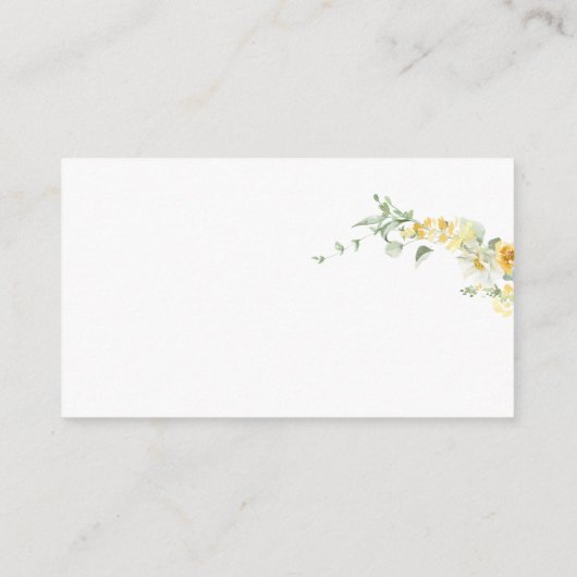 Chique Geel Bloemen Bruiloft Website / Details Informatiekaartje (Achterkant)