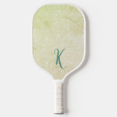 Chique Geel Bloemmotief Monogram Pickleball Paddle (Voorkant)