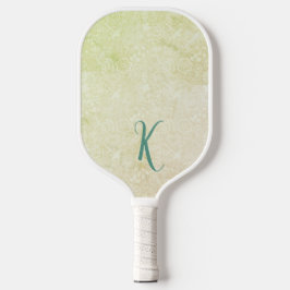 Chique Geel Bloemmotief Monogram Pickleball Paddle