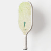 Chique Geel Bloemmotief Monogram Pickleball Paddle (Links)
