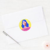Chique geel en classy vrouw ronde sticker (Envelop)