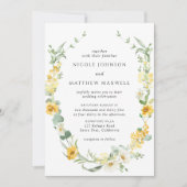 Chique geel en wit bloemenbruiloft uitnodiging (Voorkant)