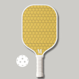 Chique Geel Geometrisch Patroon Modern Monogram Pickleball Paddle