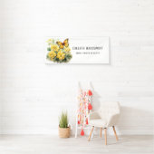 Chique geel Hydrangea vlinder Vrijgezellenfeest Spandoek (Insitu)