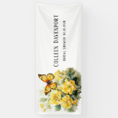 Chique geel Hydrangea vlinder Vrijgezellenfeest Spandoek (Verticaal)