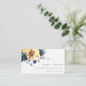 Chique Geel Marine Zonnebloem Bloemen Bruiloft Web Informatiekaartje (Staand voorkant)