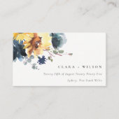 Chique Geel Marine Zonnebloem Bloemen Bruiloft Web Informatiekaartje (Voorkant)