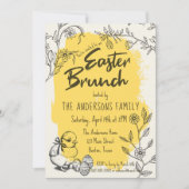 Chique Geel Pasen Brunch Kaart (Voorkant)