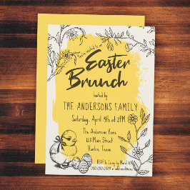 Chique geel Pasen brunch Kaart