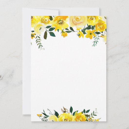 Chique Geel Waterverf Roos Bloemen 18e Verjaardag Kaart (Achterkant)