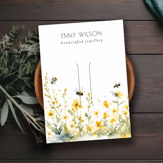 Chique geel Wildflower Bumble Bee Hairclip Display Visitekaartje