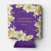 Chique Geel Wit Daffodil Bloemen Paarse Verjaardag Blikjeskoeler (Achterkant)