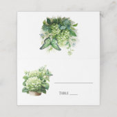 Chique Geen Hydrangea Vlinder Bruiloft Plaatskaartje (Buitenkant ongevouwen)
