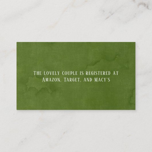 Chique Geen Hydrangea Vlinder Trouwregister Informatiekaartje (Achterkant)