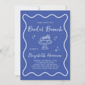 Chique gegolfde Franse blauwe bruidsbrunchborrel Kaart (Voorkant)