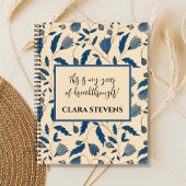 Chique  geïnspireerd blauw bloemmotief notitieboek