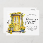 Chique gele bloemendeur Home Sweet Home Moving Aankondigingskaart (Voorkant / Achterkant)