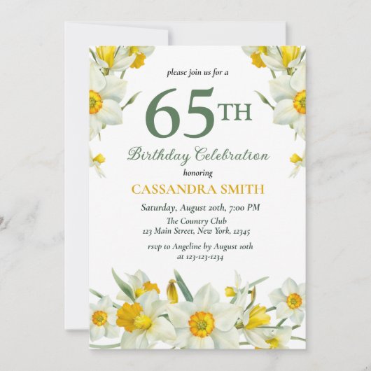 Chique gele Daffodil lente bloemenverjaardag Kaart (Voorkant)