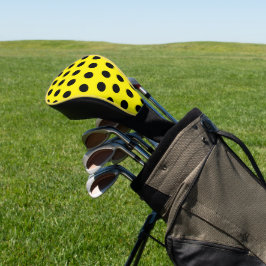 Chique Gele Golf Head Cover met Zwart Stippenpatro