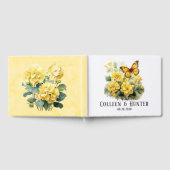 Chique gele hortensia vlinder bruiloft gastenboek (Volledig)