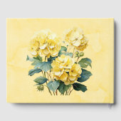 Chique gele hortensia vlinder bruiloft gastenboek (Achterkant)