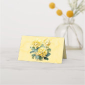 Chique gele hortensia vlinder bruiloft plaatskaartje (Achterkant)