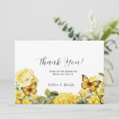 Chique gele Hydrangea vlinder dank u kaarten (Staand voorkant)
